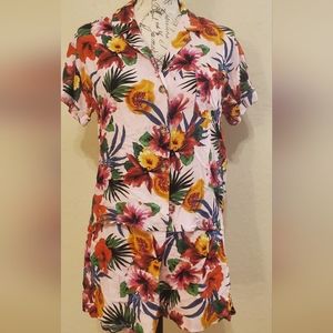 Banana Moon- Short Sleeve Top & Shorts Pajama Set *Rose Tropical* [BRAND NEW]